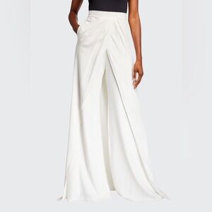Brandon Maxwell Skirted High-Rise Train-Back Wide-Leg Pants